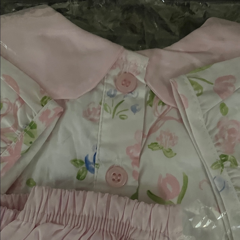 Trotters Pink and Green 2pc Floral Kids Casual Dress - Picture 7 of 7